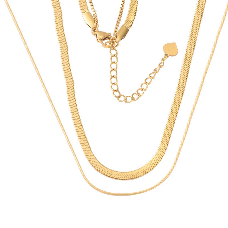 Collier chaîne serpent et lame double couche élégant qui ne se décolore pas