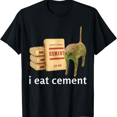 I Eat Cement Cat Shirt Kids Funny Dank Cat Meme T-Shirt(4)