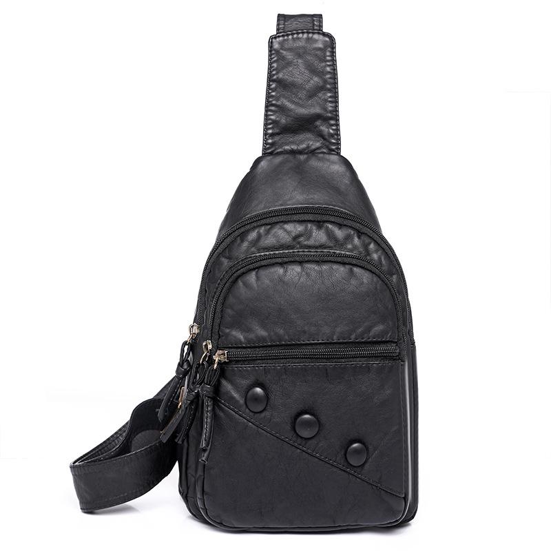 

Женская новая корейская версия мягкого кожаного рюкзака, простая повседневная и универсальная нагрудная сумка, сумка через плечо на одно плечо