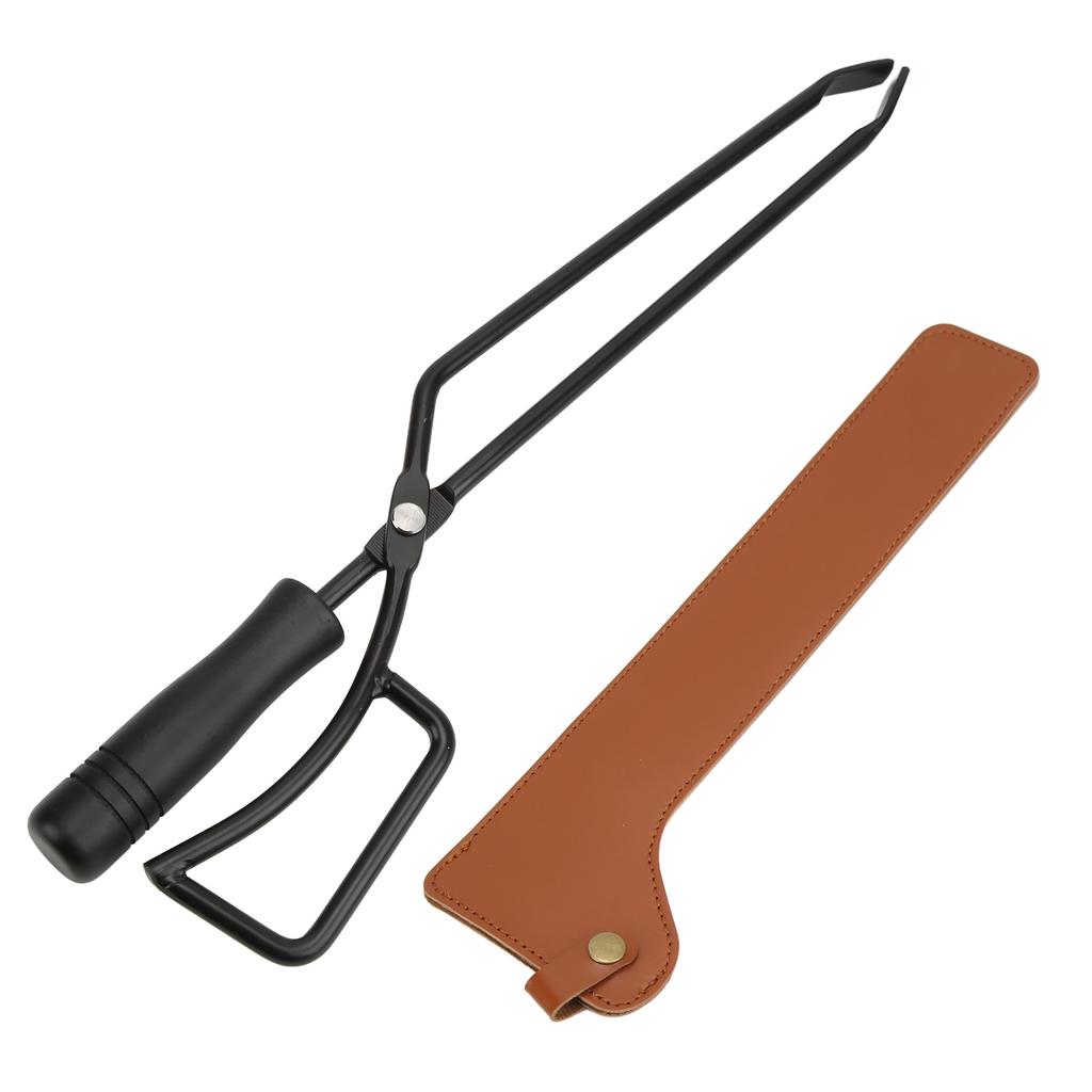 Fireplace Tongs Fire Pit Charcoal Clip Stainless Steel Grill Tongs with Protective SleeveCurry Color