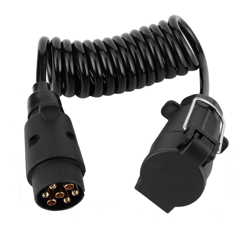 Caravan Spring Cable, 2m Cable Spring Cord 7 Pin Trailer Extension Trailer Plug Socket