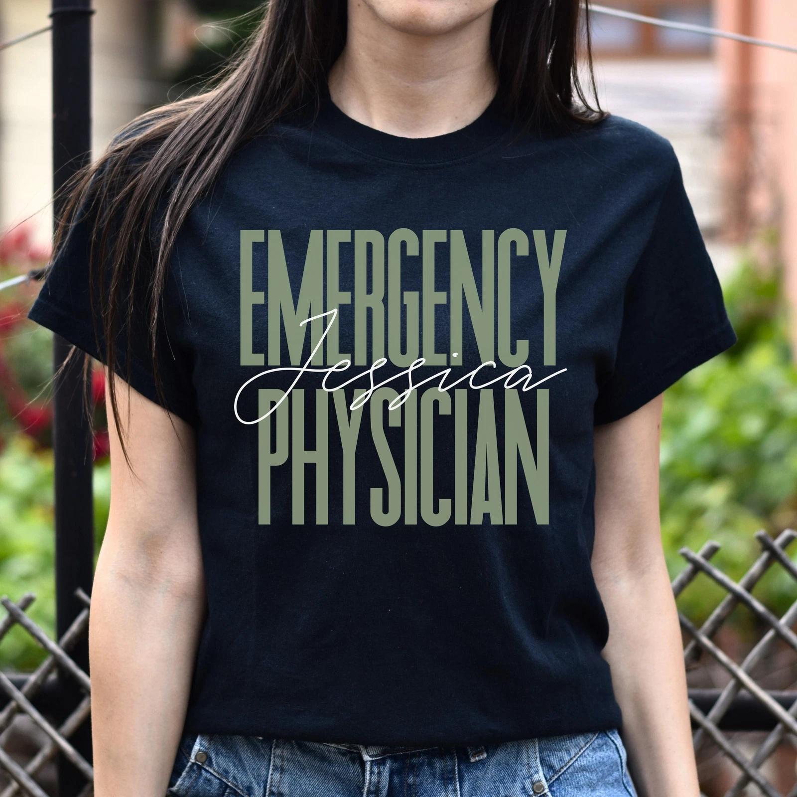 Emergency physician T-Shirt gift ER squad Doctor Customized Unisex tee Black Nav M