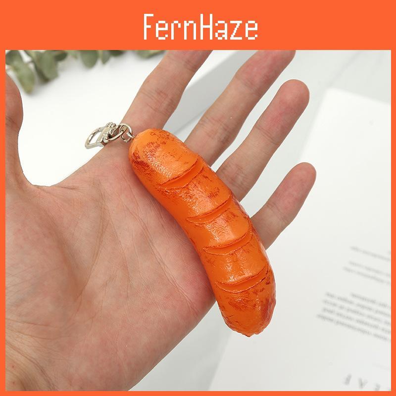 Fun Food Model Keychain With Hot Dog Sausage Color