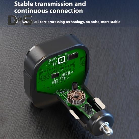 Dual-Port Car Charger with Bluetooth-compatible 54W Fast Charging Transmitter CVC Noise Cancellation Voltage Display Voice Assistant Car Adapter