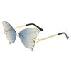 Butterfly Shape Diamond Inlaid Frameless Sunglasses, Fashionable and Exaggerated Sunglasses Round Face and Big Face