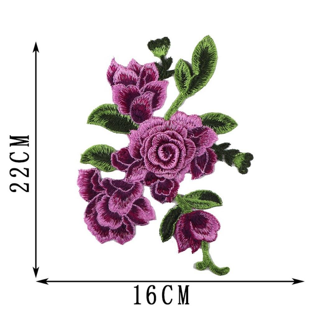 

Multicolor Peony Flower Patch Floral Embroidery Sew on Patch Fashion Elegant Decorative Applique красный/фиолетовый