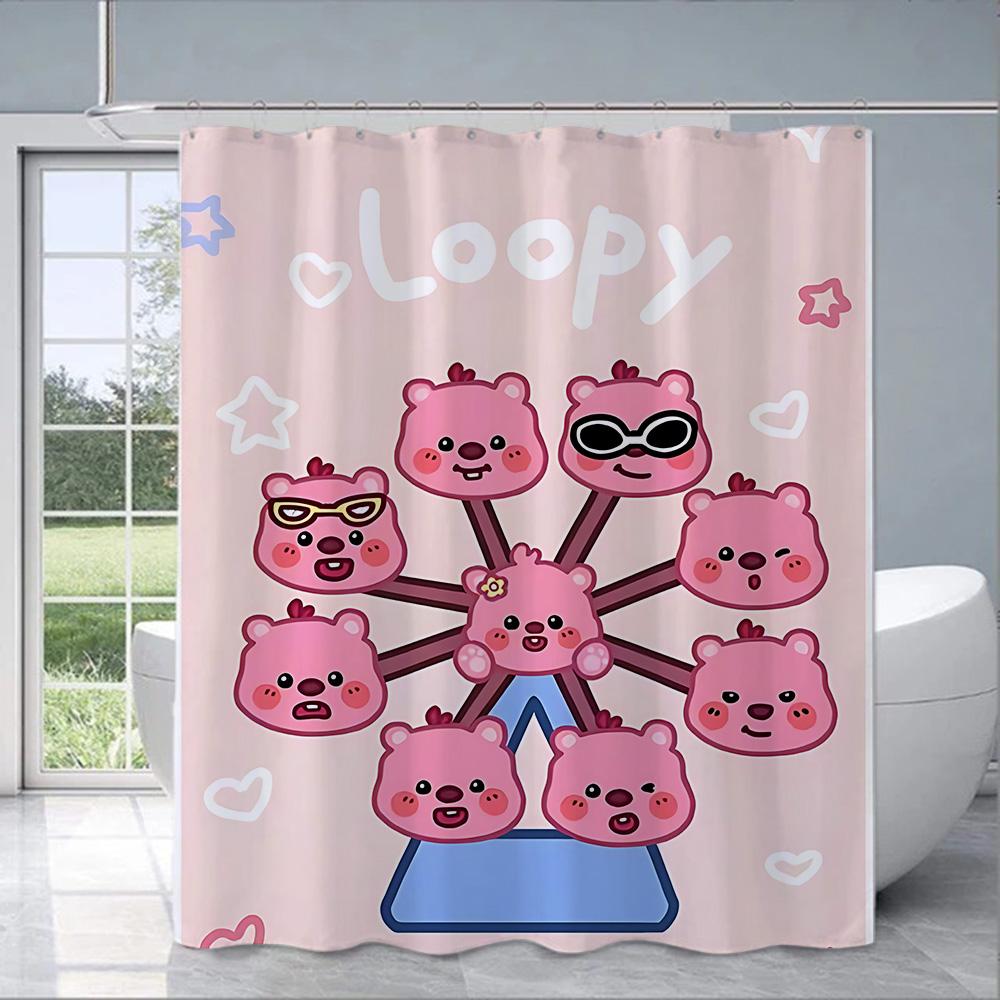 Shower Cute anime Loopys Curtain Waterproof Polyester Fabric Paint Colorful Bath Curtains Home Bathroom Decor Curtain With Hook