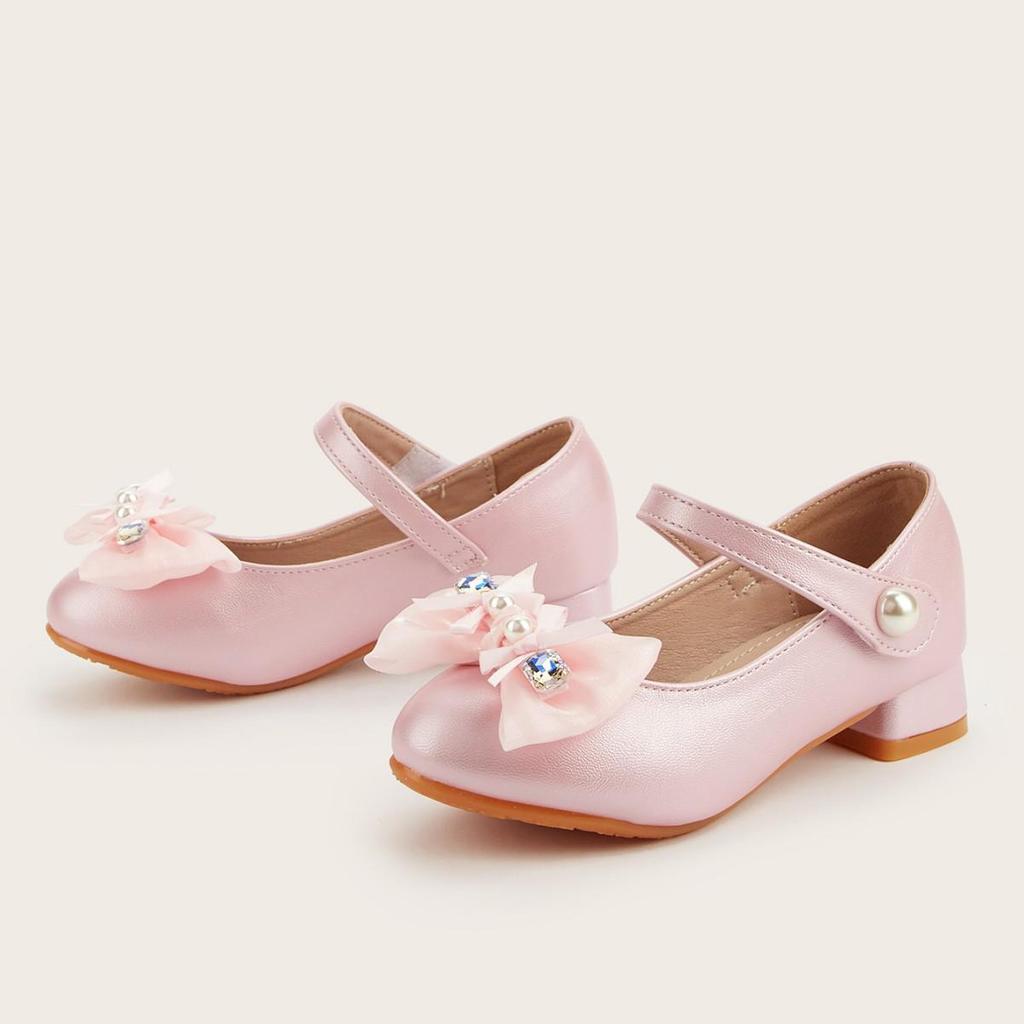 2025 Winter Mädchen Rosa Schleife Prinzessin Hohe Absätze: Modische & Vielseitige Lederschuhe