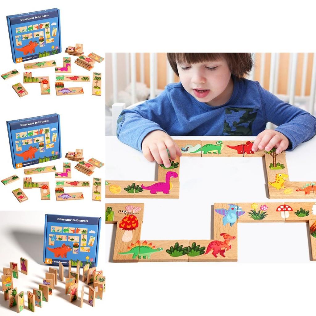 Dinosaur Stacking Puzzle Board For Kids Cognitive Play With Wooden Material