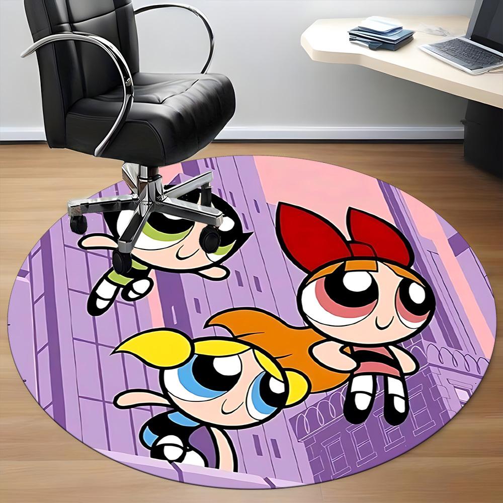 1pc Powerpuff Girls Office Round Area Rug, Under Office Chairs Bedroom Living Room Home Decor  A1022193