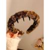 Korean Retro Leopard Print Plush Headband With Teeth Anti Slip Face Washing Makeup Hair Hoop Autumn Winter Women Hair Decor