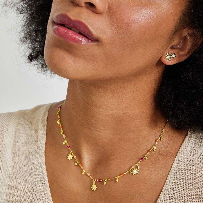 Collier Luxenter En Argent 925 Avec Cristaux Multicolores Finis En or Jaune 18K - Sekhay