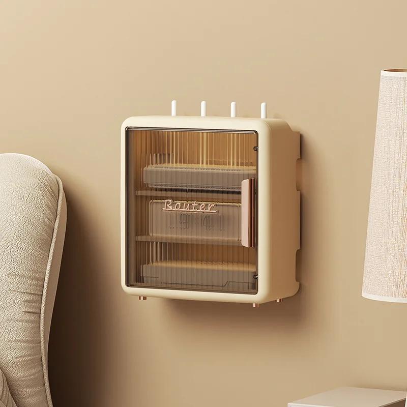 1 Set Router Storage Box Storage Shelf Household Supplies Punch-free Strong Load-bearing Multi-layer Wall Mounted Wireless Route