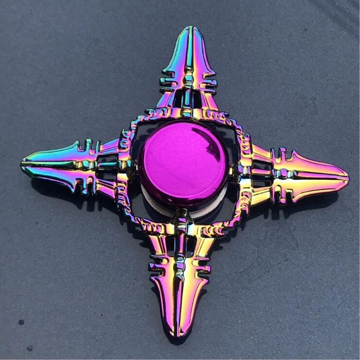 Colorful Zinc Alloy Fidget Spinner: Black Tech Stress-Relief Toy for Students and Kids.