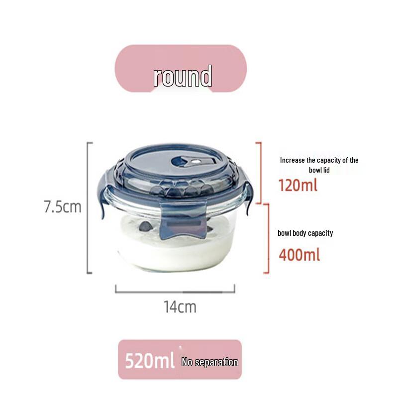 Deep Sea Blue Round Glass Food Storage Bowl