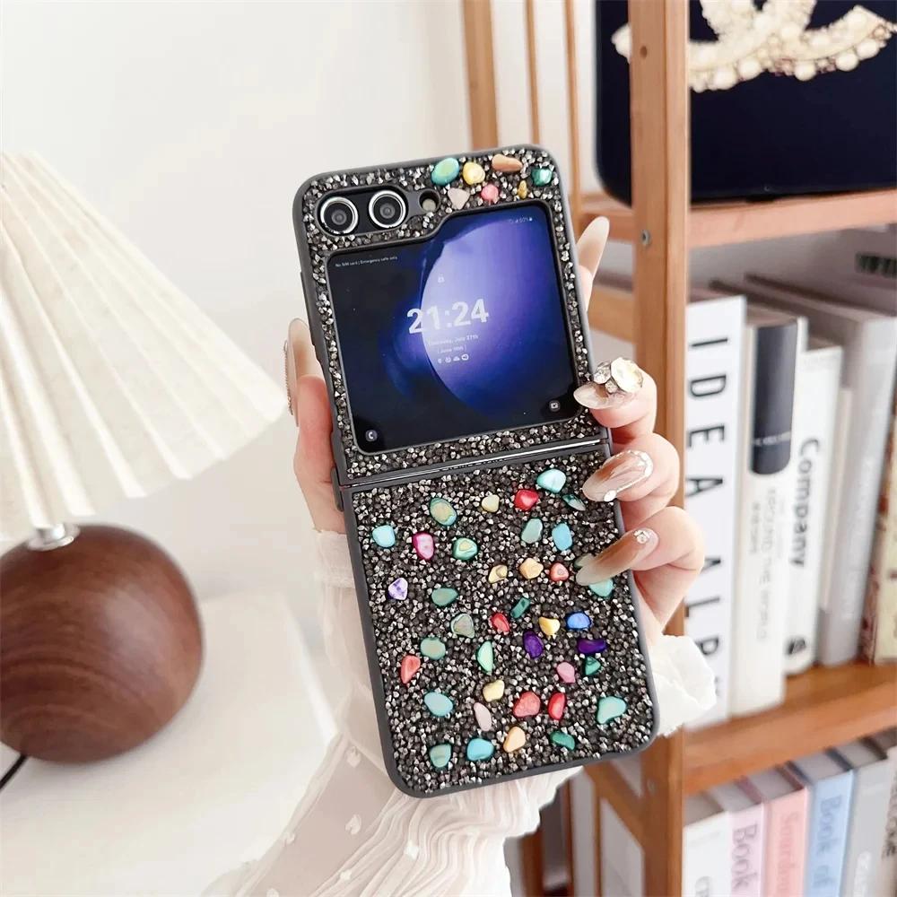Glitter Diamond Luxury Case for Samsung Galaxy Z Flip 5 4 3 ZFlip flip5 Flip4 Bling Colorful Shockproof Cover for Samsung ZFlip3