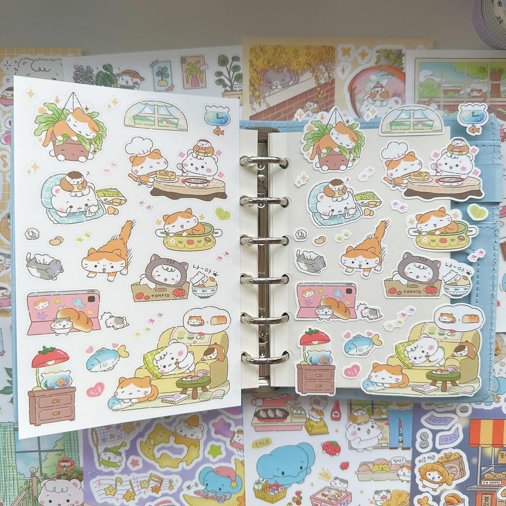 Cute Fluffy Hamster Cartoon Animal Stickers for DIY Journals & Diaries