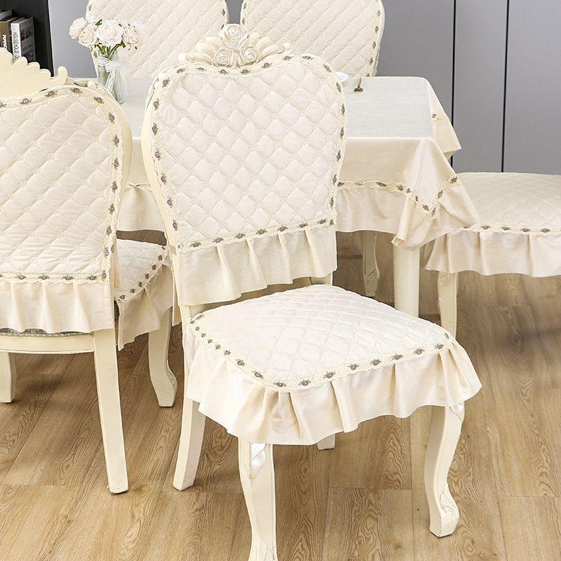 European Lace Chair Cover Geometric Pattern Soft Snug-Fit Decorative Seat Cover Luxury Dustproof Living Room Chair Protector