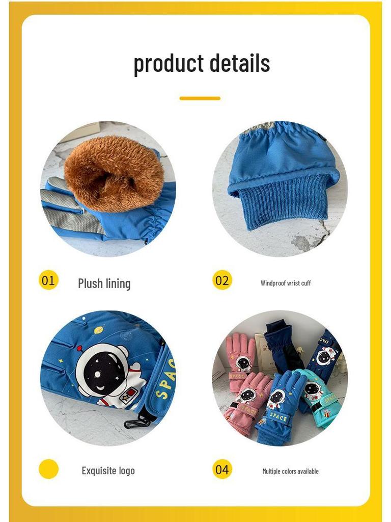 Cartoon Wasserdichte Winter Skihandschuhe für Kinder - Dick, Warm, Rutschfest, Kältefest