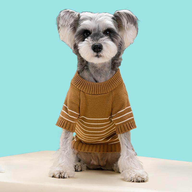 Classic Striped Knitted Pet Sweater with Buttons Two-Legged Warm Winter Clothing for Cats and Dogs Cozy Soft Yarn Apparel Cold Weather Wear