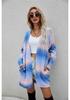 Europæisk & Amerikansk Dame Regnbue Strikket Cardigan - Mellemlang Sweater til Efterår/Vinter