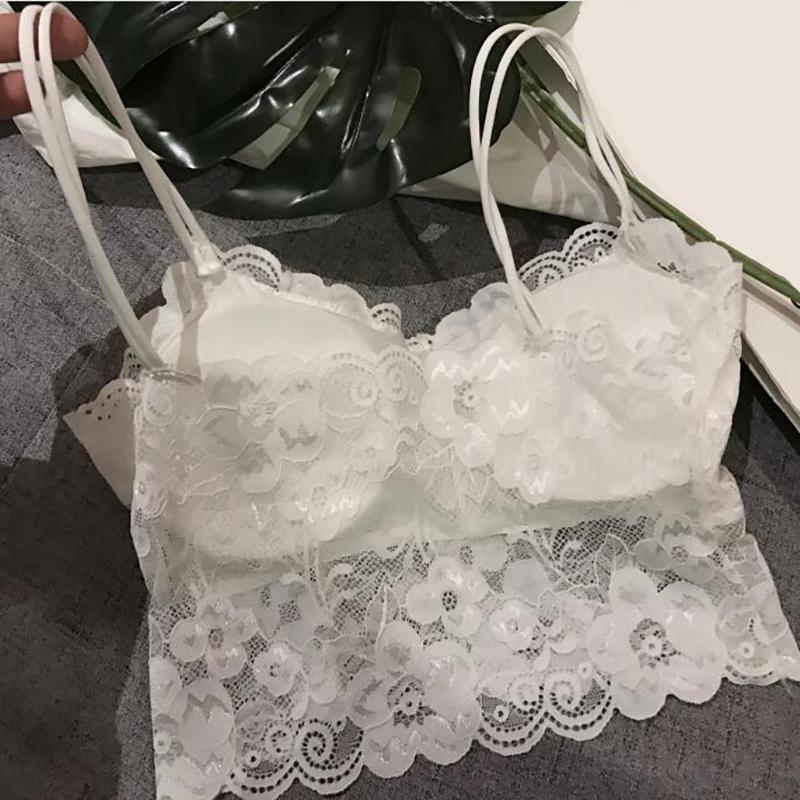 2Pcs Sexy Bra Women's Lace Bralette Floral Lingerie Underwear Wireless Padded Brassiere Seamless Ultra Strap Wire Free Bras Vest
