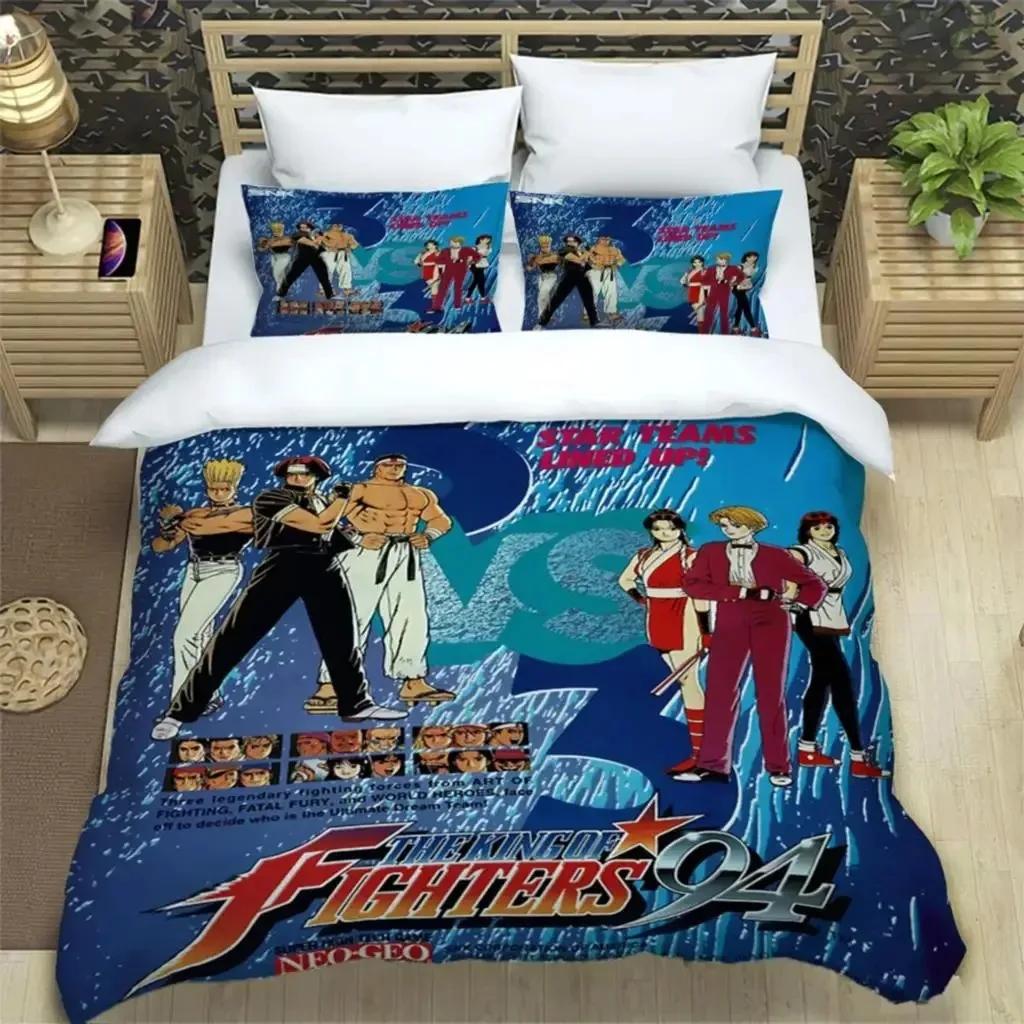 KOF Anime Art Print Three Piece Bedding Set Fashion Article Boys Or Adults For Beds Quilt Covers Pillowcases Bedding Set