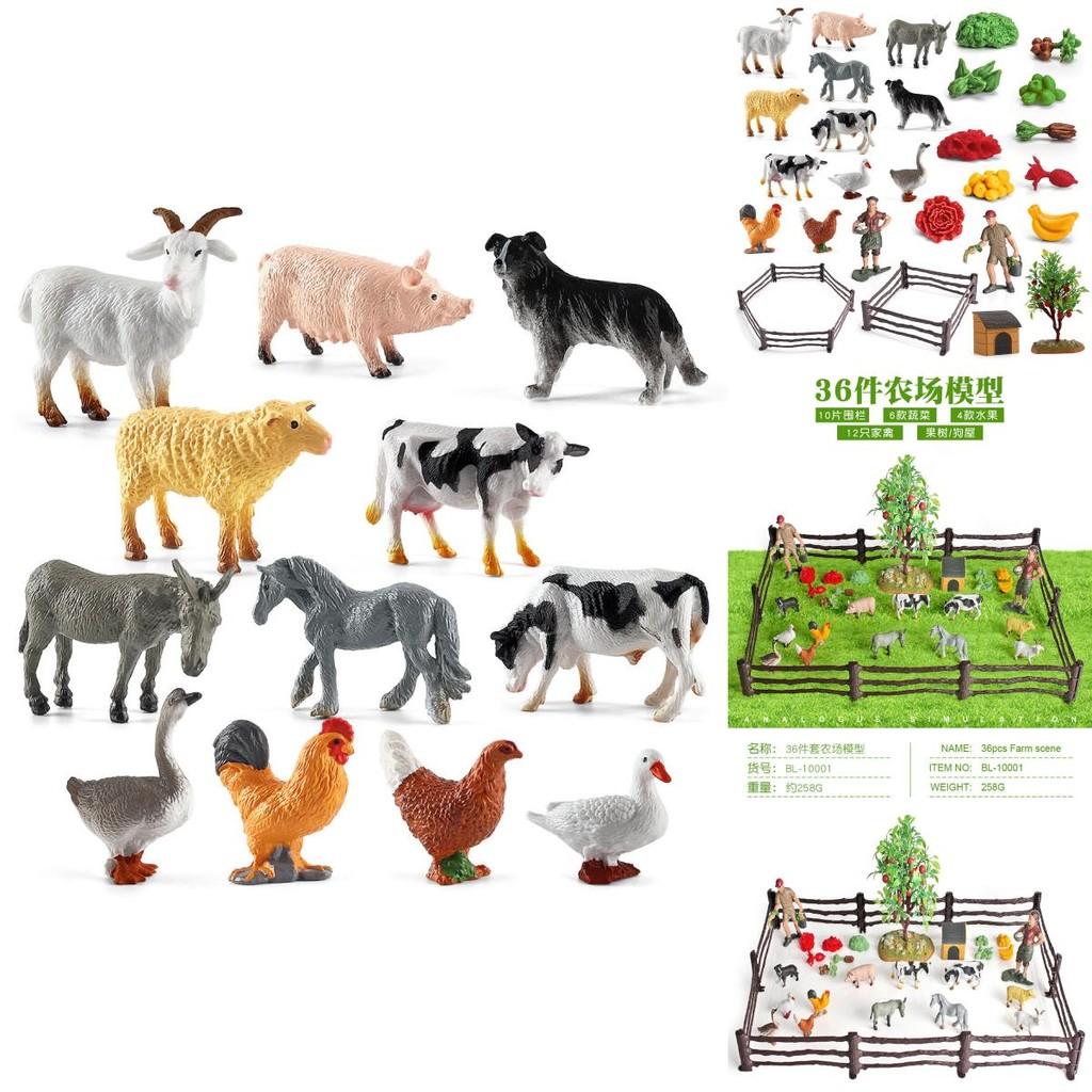 Authentic Plastic Farm Scene Animal Figurines Set With 36 Pieces For Creative Play