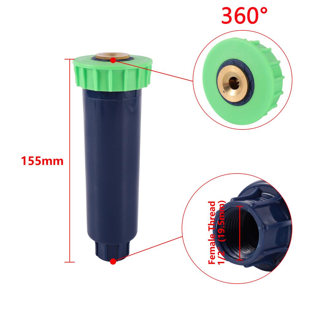 90-360 Degree Pop-Up Buried Sprinkler 1/2" Female Thread Lawn Irrigation Sprinkler Automatic Telescopic Lawn Irrigation Sprinkle