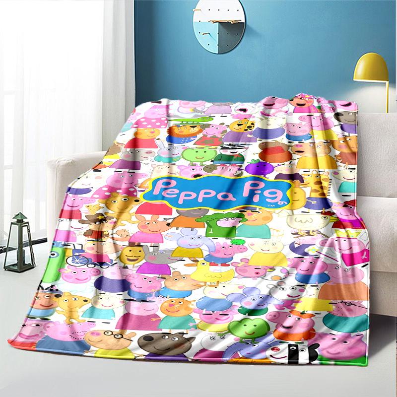 Peppa Pig Pattern Blanket for Home Decoration, Bed, Sofa, Car Travel, Camping, Suitable for All Seasons, Birthday Christmas Gift