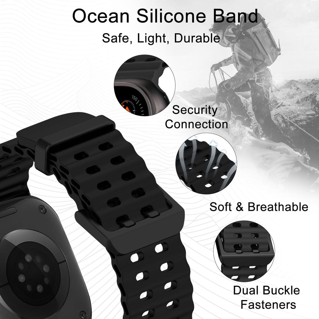 Silicone Band Bracelet for Apple Watch 10 42mm 46mm Ultra 2 1 49mm 9 8 7 45mm 44mm Sports Breathable Strap Iwatch 6 5 4 SE Bands