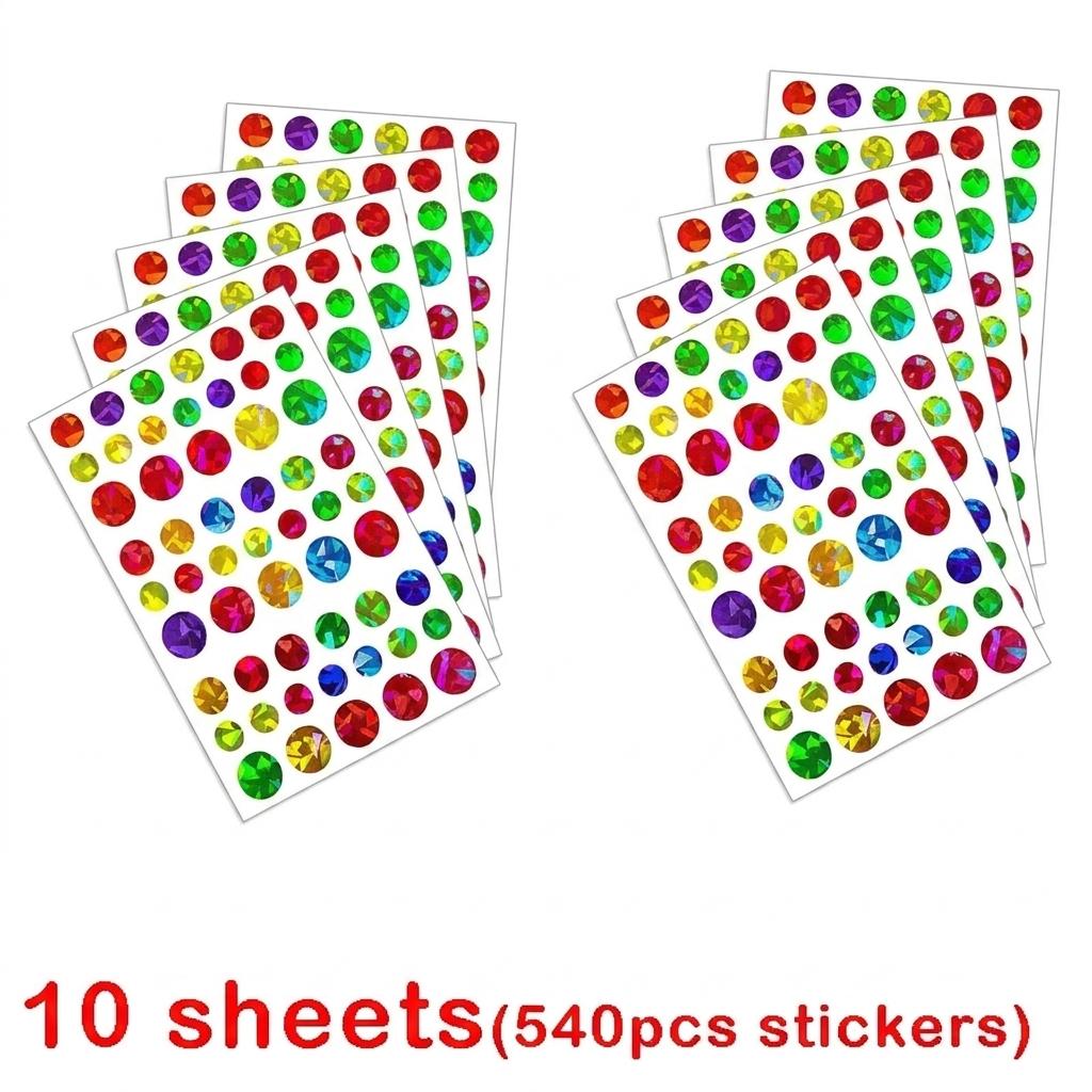 171-1710Pcs Sparkly Holographic Star Heart Round Dot Stickers Glitter Foil Student Reward Behavior Chart Scrapbook Diy Decor De