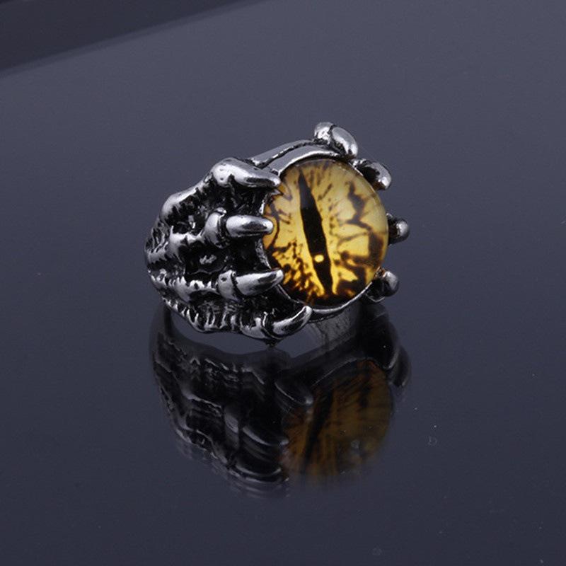 Retro Devil Eye Dragon Claw Large Ring For Men Punk Gothic Rock Hiphop Adjustable Open Ring Biker  Accessories Man Gift