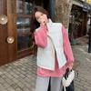 Cotton Vest Women's Short Solid Color Stand-up Collar Loose Cotton Vest Jacket Cotton Vest Sleeveless Cotton Vest Tide