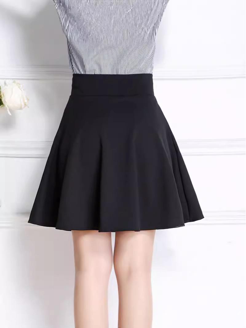 

Женская мини-юбка для танцев в стиле «морячка» на раннюю осень, эластичная, с высокой талией, однотонная, с защитой от просвечивания, универсальная, фасона «зонтик». M (Recommended 90-104 lbs) чёрный