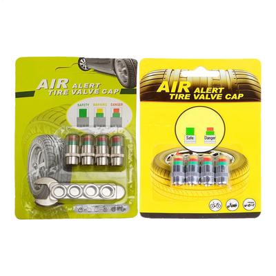 New Tire Pressure Valve Caps 4 Pieces Indicator Alert Car Monitoring Valve Covers For Long-Distance Travel Motorcycle Truck SUV