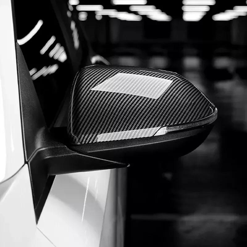 For Hyundai Kona 2024 2025 Car Sticker Rearview Side Mirror Cover Wing Cap Exterior Door Rear View Case Trim Carbon Fiber Look