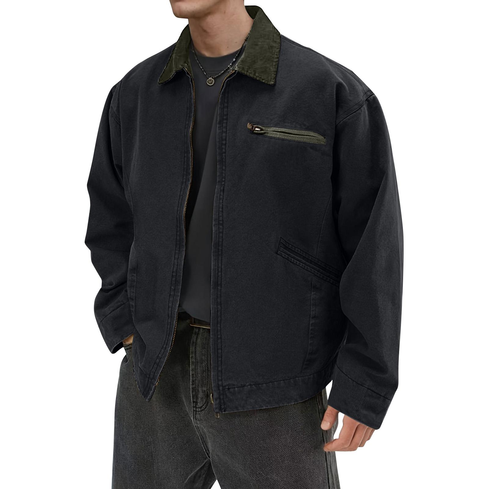 

Men s Solid Color Camouflage Outdoor Sports Jacket Men s Pocket Button Casual Jacket XXL чёрный