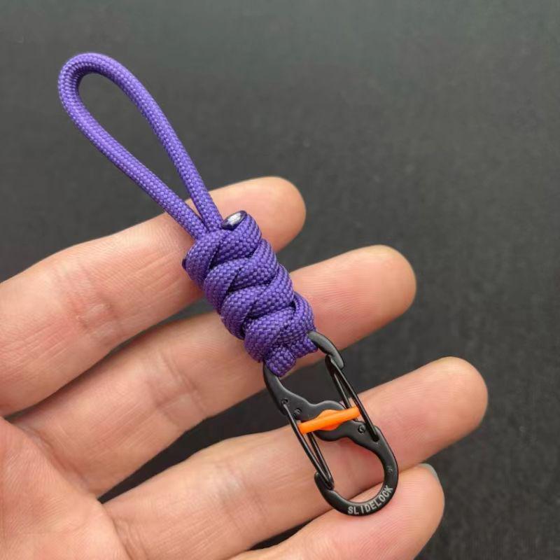 10cm Anti-Theft Paracord Keyring with Locking Figure-8 Buckle, Portable Outdoor Lanyard Hook.