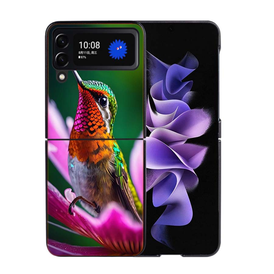 The Spirit of Hummingbirds Phone Case For Samsung Z Flip 7 6 5G Galaxy Z Flip4 Z Flip5 Z Flip3 Coque Black Hard PC Shell Protect
