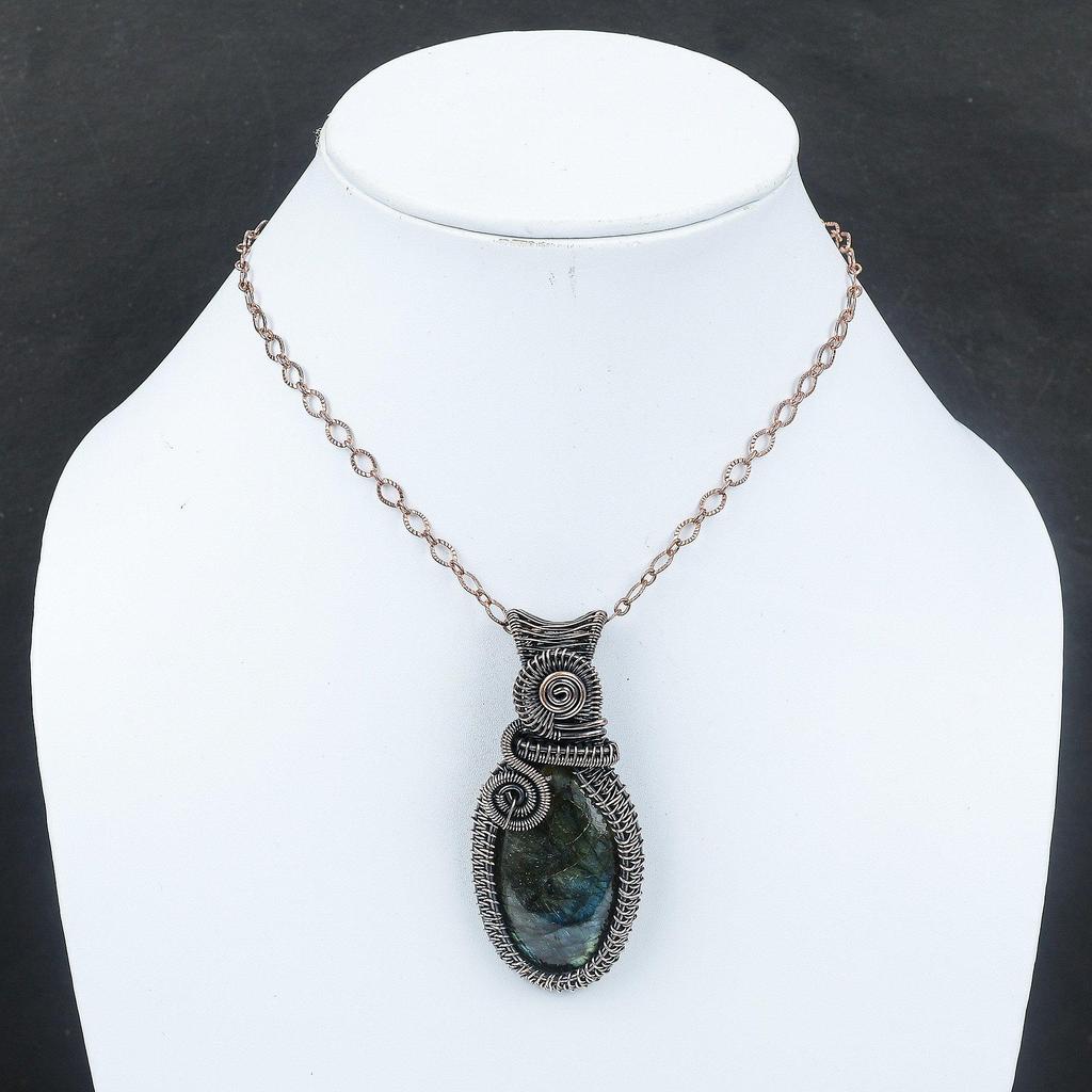 Labradorite Copper Pendant Wire Wrapped Pendant Handmade Jewelry Pendant For Women Gemstone Copper Jewelry Labradorite Jewelry Gift For Mom