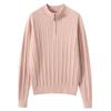 Women's 100% Cashmere Half-Zip Sweater - Casual Loose Fit, Autumn/Winter Knitwear with Stand Collar