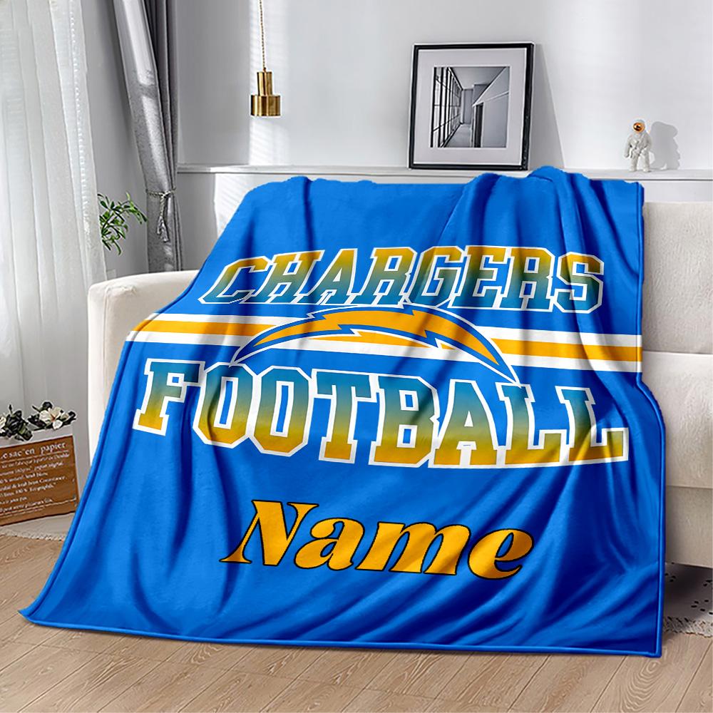 Chargers Football Team Personalized Name Blanket Cozy Personalized Blanket Warmthful Decor Throw For Bedding Seaside Bed Home Decor for All Occasions