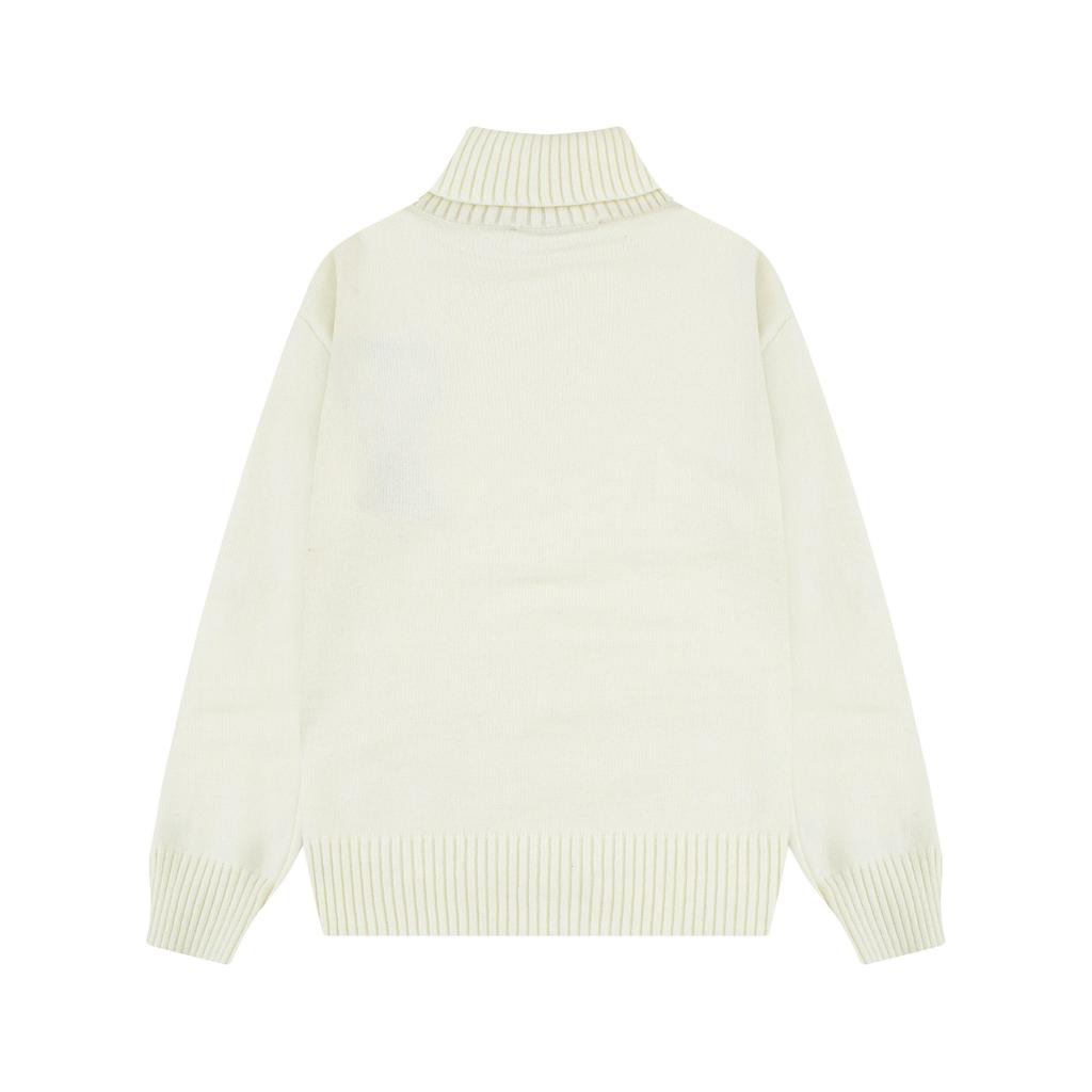 AMI 2025 Herbst und Winter Neu Gold und Silber Großes Herz Alpaka-Wolle Gemischt Weich und Klebrig Gestrickter Partner-Rollkragenpullover