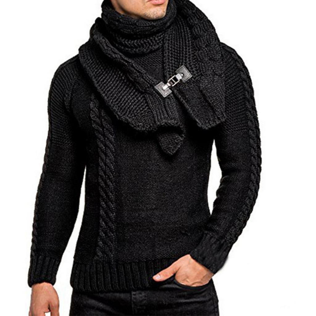 Men's Casual And Trendy Long-sleeved Neck, Detachable Men's Warm And Slimming Pullover, Knitted Sweater