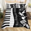 Music Piano Keys Duvet Cover King Queen Piano Bedding Set Modern Musical Instrument Quilt Cover Black and White Comforter Cover