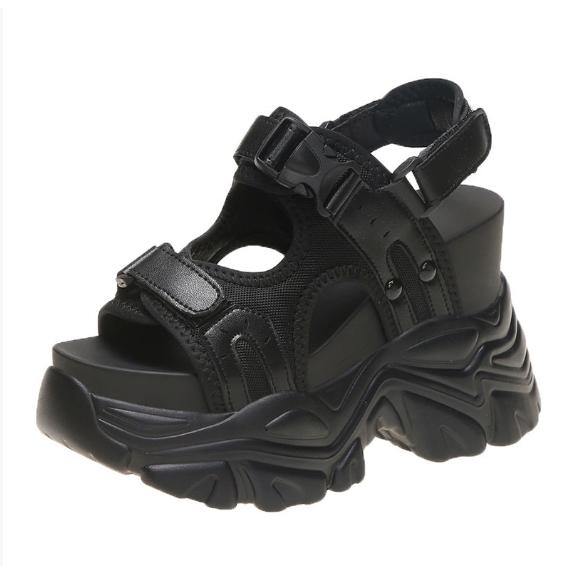 Fashion Women's Shiny Wedge Sandals, Thick Outdoor Beach Shoes, Casual, Fashion, Summer, 2024, 10 Cm