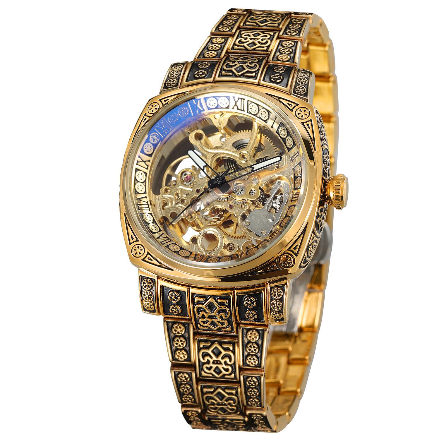 Forsining Vintage Men S Automatic Mechanical Watch Carved Hollow Watch, Fashion, Automatic Mechanical Watch