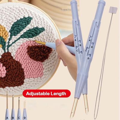 Punch Needle Embroidery Pen Adjustable Rug Yarn Punch Needle Threader Punch for Embroidery Cross Stitching Beginner Tool