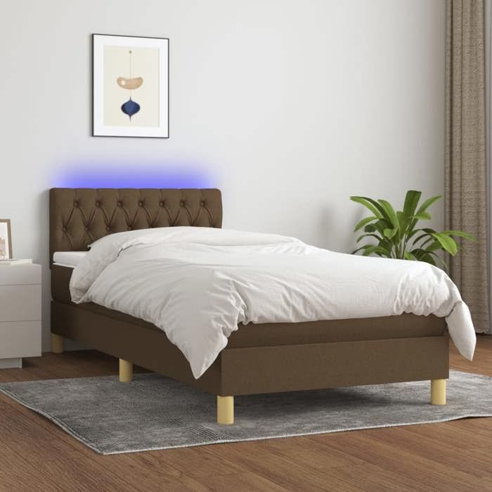 Maison Exclusive - Sommier à lattes de lit matelas et LED Marron foncé 100x200cm